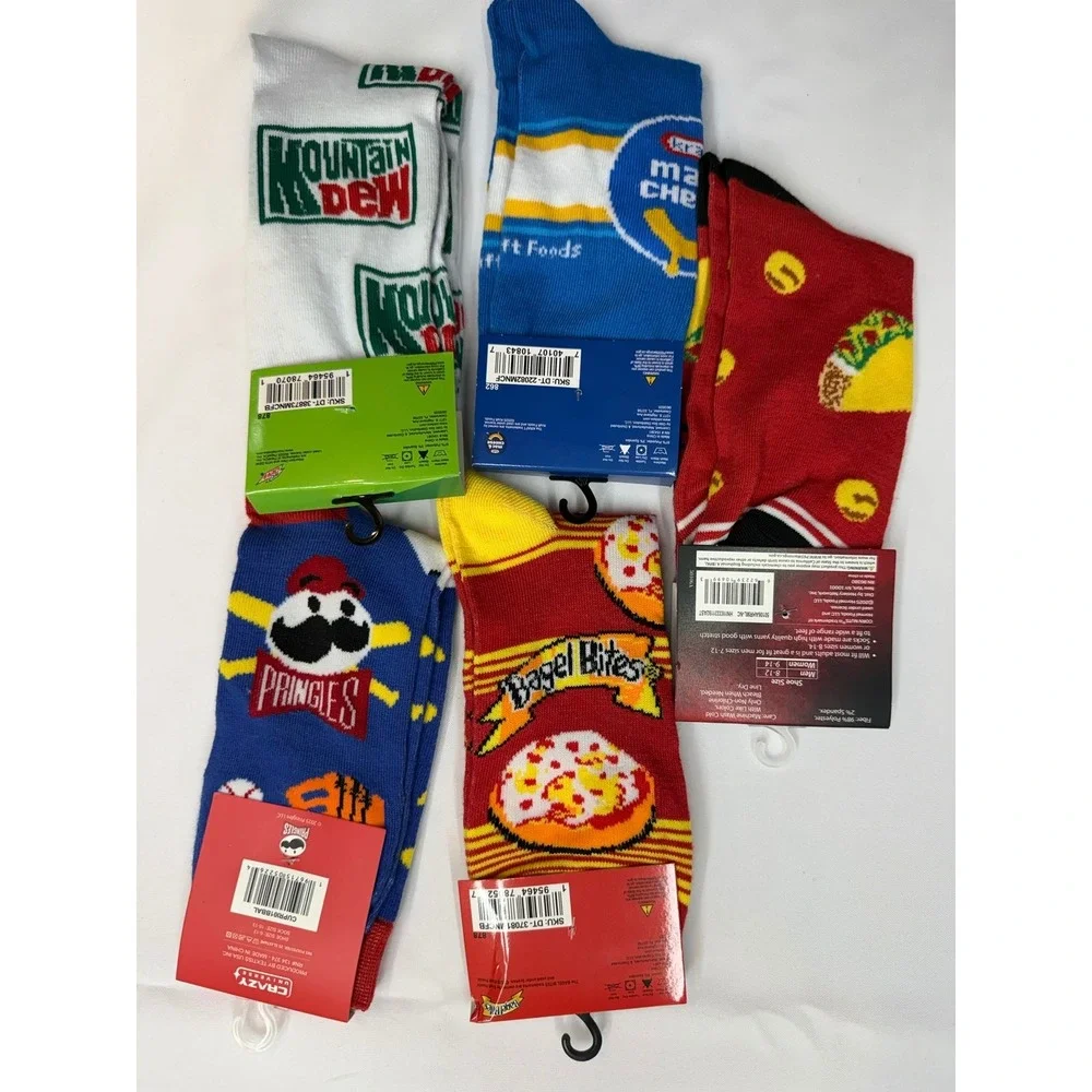 MISC New Adult 5pc Sock Bundle Corn Nuts Mt Dew Mac Cheese Pringles Bagel Bites